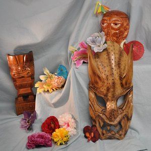 mixed lot of 12 fabric "silk" flower hair clips barrettes tiki luau wahine (L24)